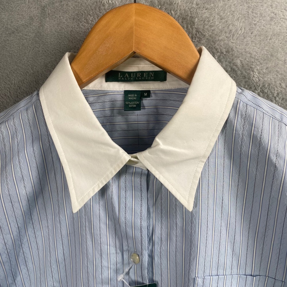 Lauren Ralph Lauren Striped Button Up Shirt Womens Medium Preppy Workwear - Picture 3 of 9